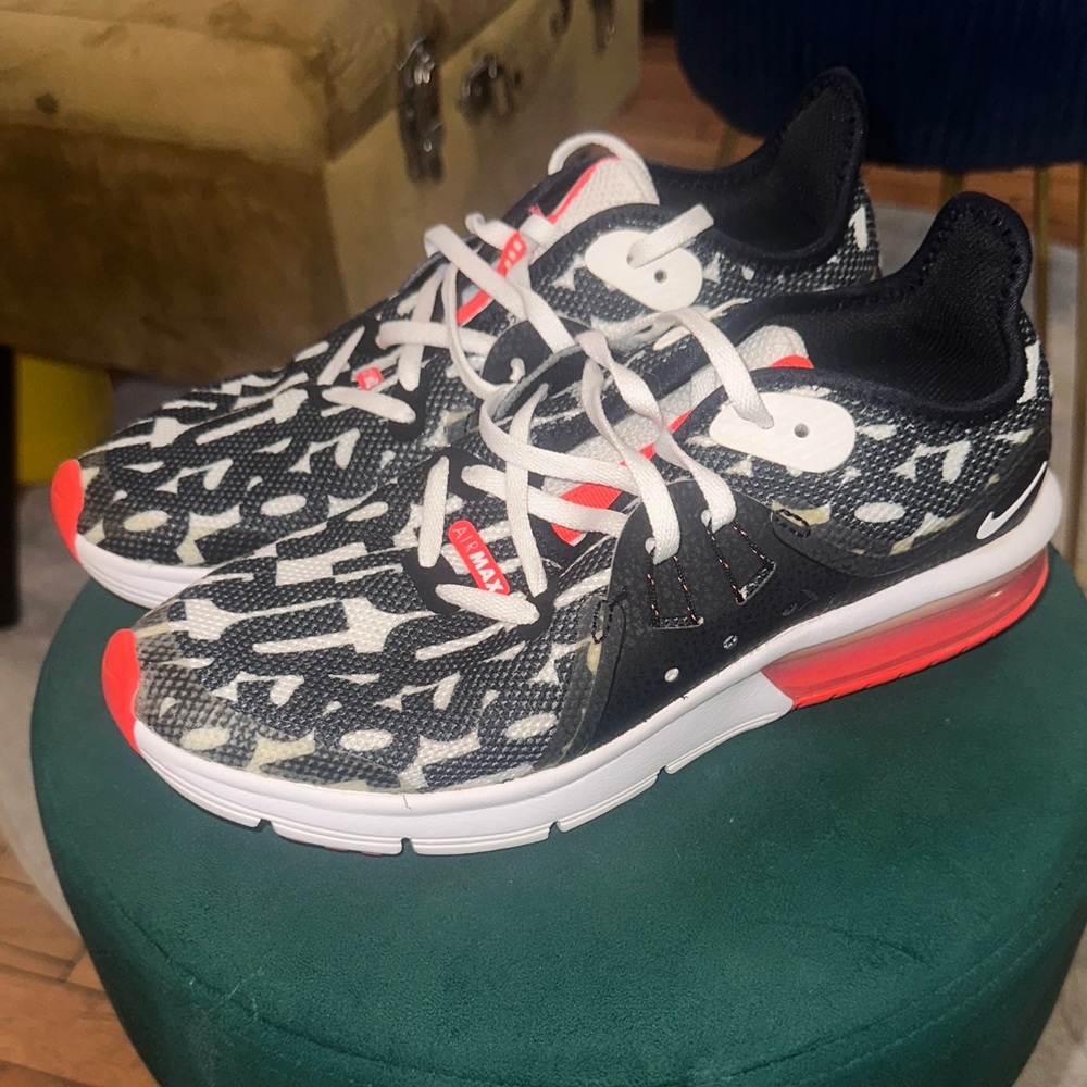 Nike Kids Black and White Sneakers with Red Accents